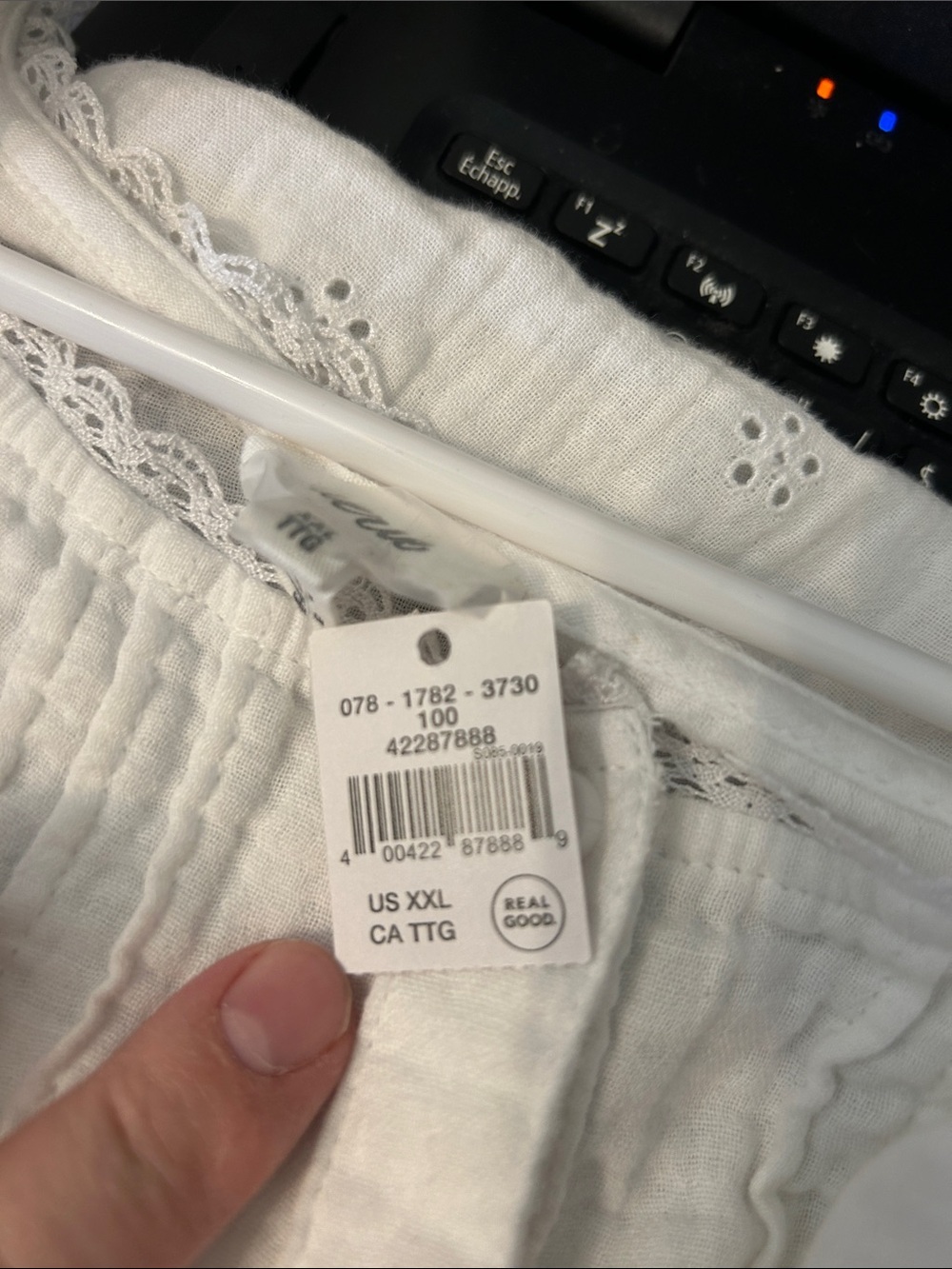 Aerie White Ruffled Eyelet Women's Blouse Size XXL coastal - Picture 10 of 10
